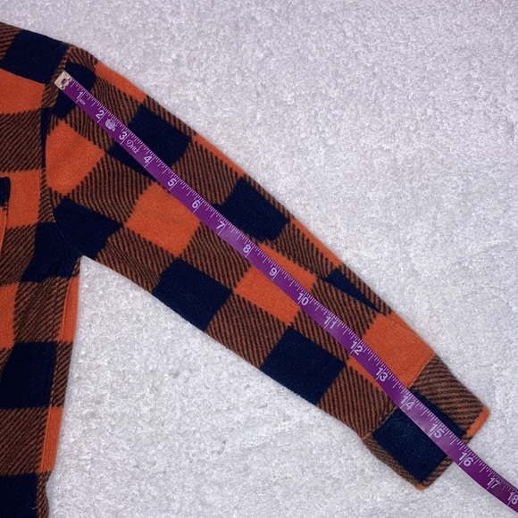Jumping beans Buffalo check orange navy fleece button down size 6 - Picture 5 of 7
